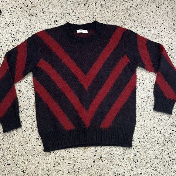 Sandro Paris navy red chevron sweater medium m - Picture 2 of 7